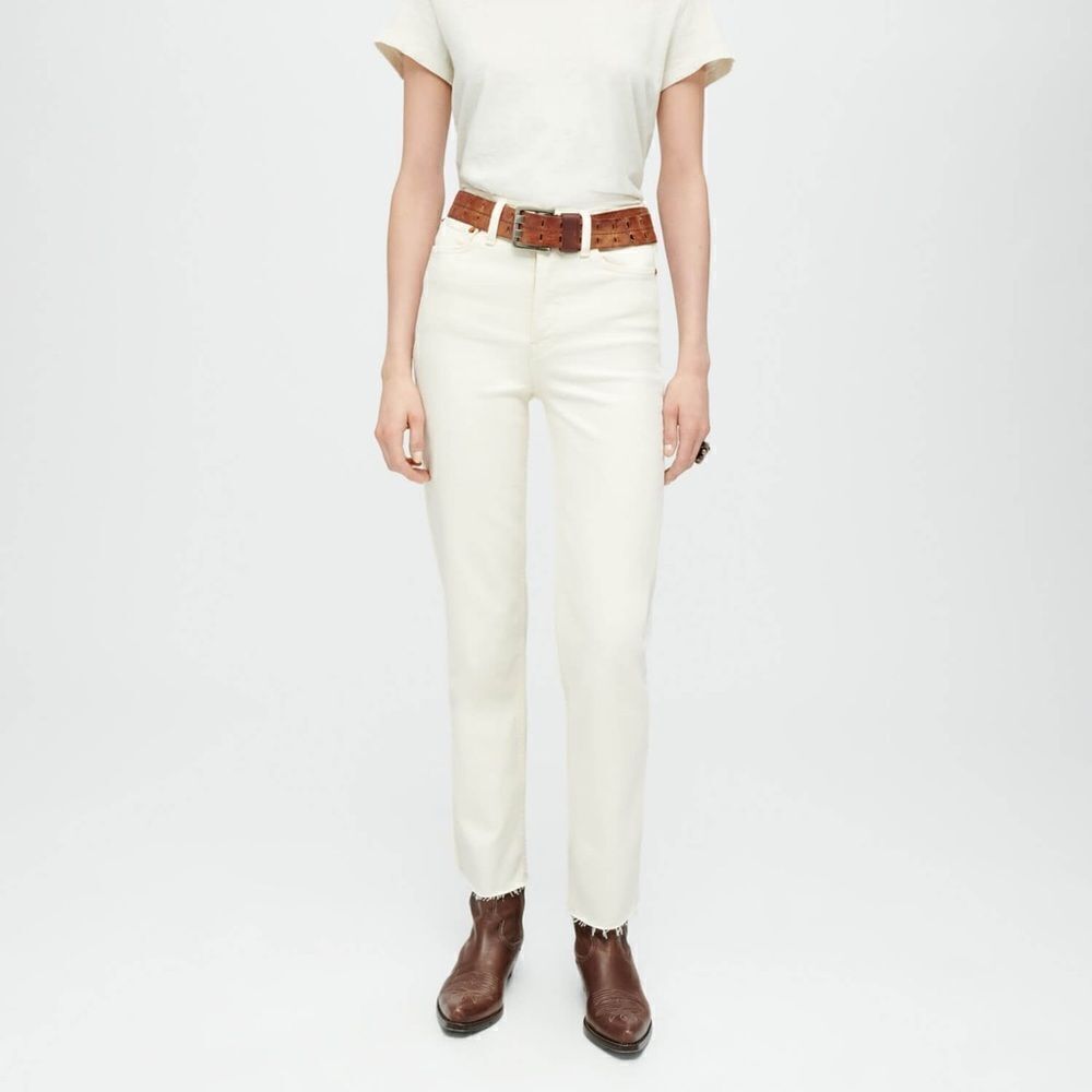 NWT  RE/DONE 70s High Rise Stove Pipe frayed straight-leg jeans